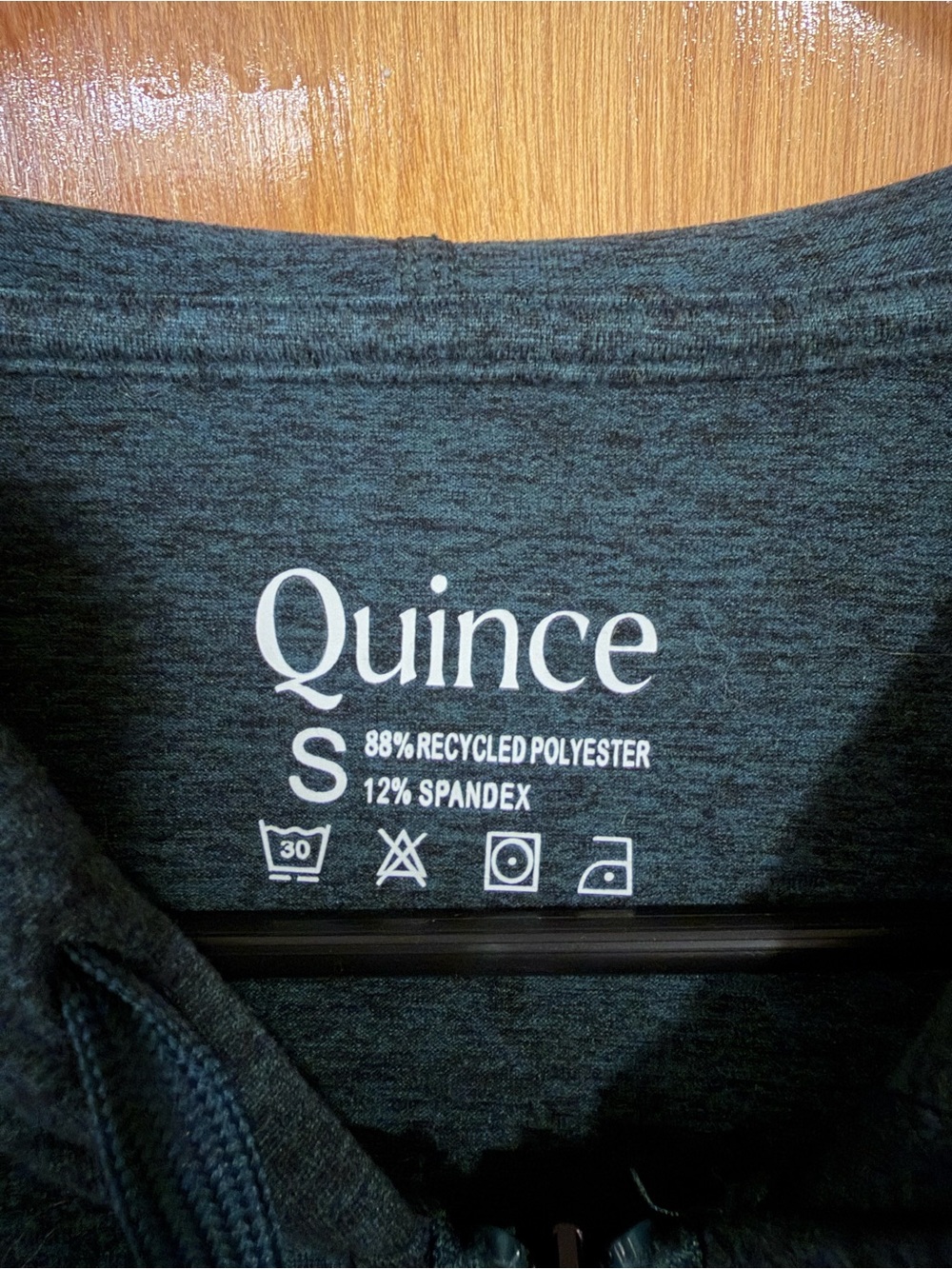 Quince Flowknit Full-Zip Hoodie in Heather Green Size Small - Picture 7 of 7